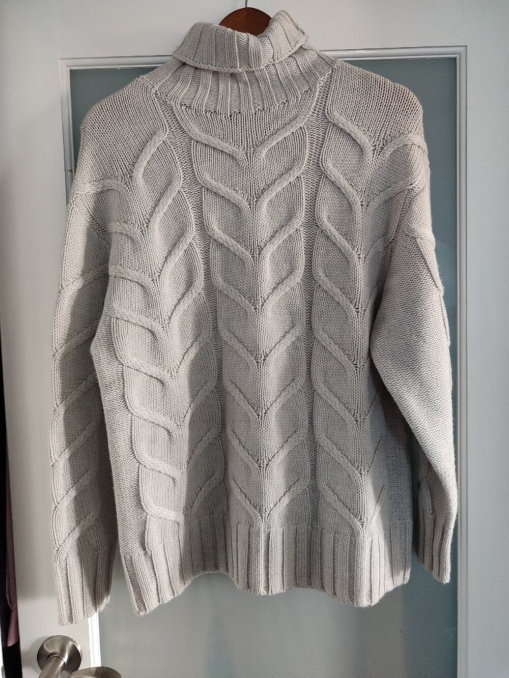 Aritzia Wilfred Champeaux 100% Merino Wool Cable Knit Turtleneck Sweater Grey XS